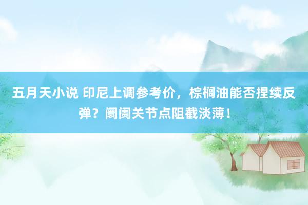 五月天小说 印尼上调参考价，棕榈油能否捏续反弹？阛阓关节点阻截淡薄！