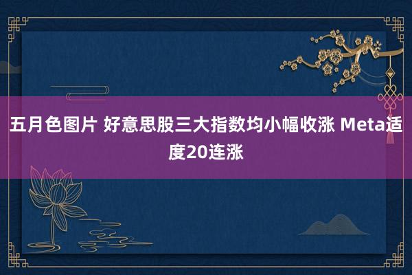 五月色图片 好意思股三大指数均小幅收涨 Meta适度20连涨
